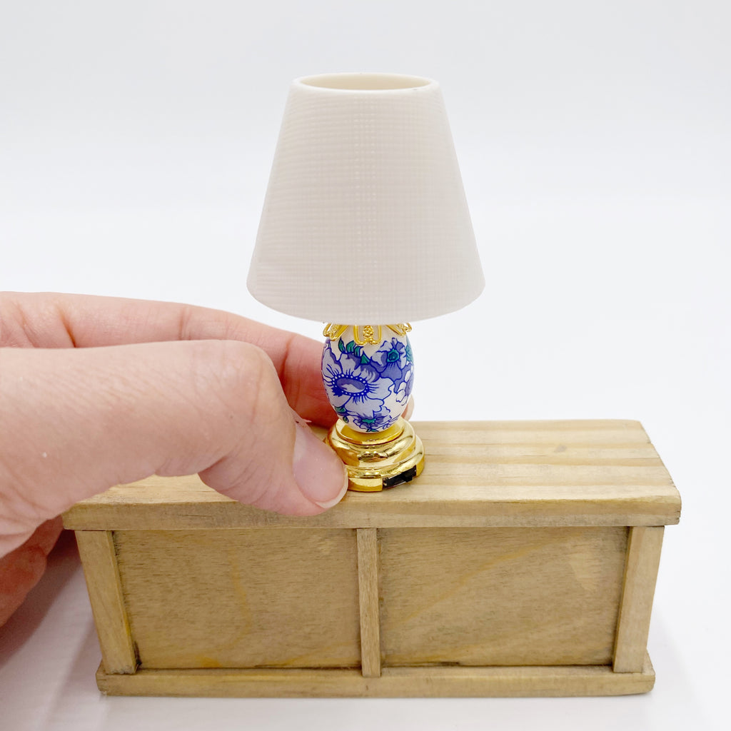 Blue and White Floral Lamp Miniature - Life In A Dollhouse