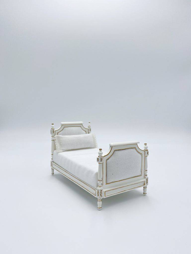 Twin Sized Bed For Dollhouse, White - Life In A Dollhouse