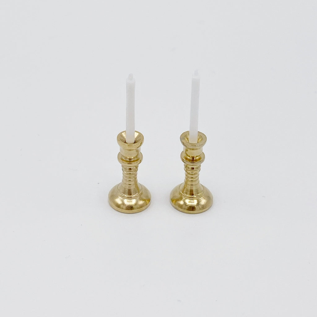 Pair of Gold Candlesticks For Dollhouse - Life In A Dollhouse