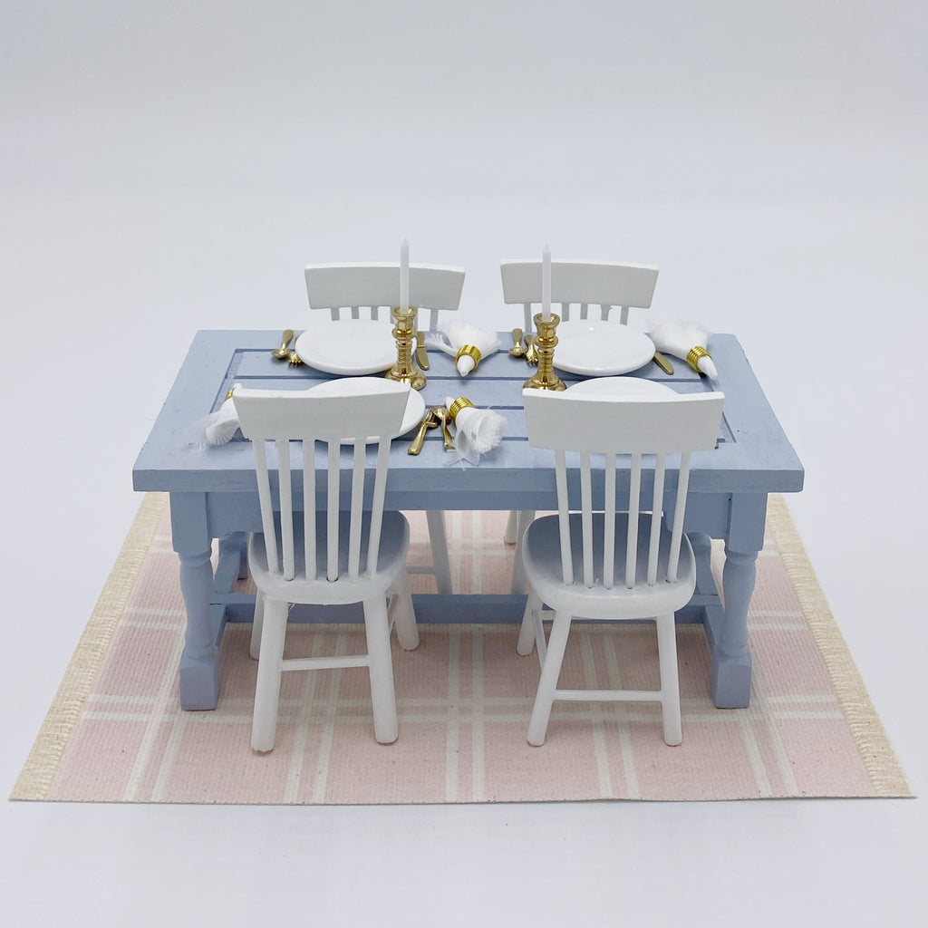 Simple Plaid Dollhouse Rug in Light Blue - Life In A Dollhouse