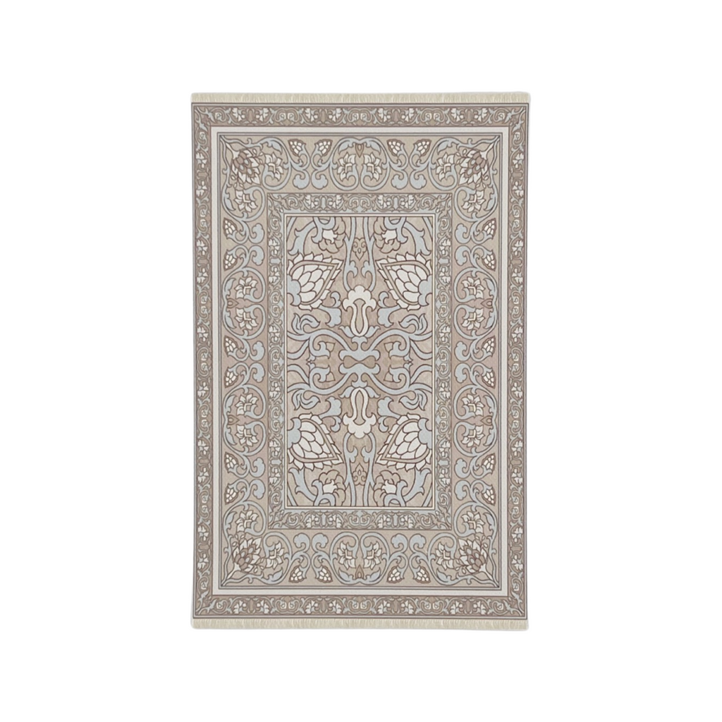 Poppy Dollhouse Rug in Tan and Ice Blue