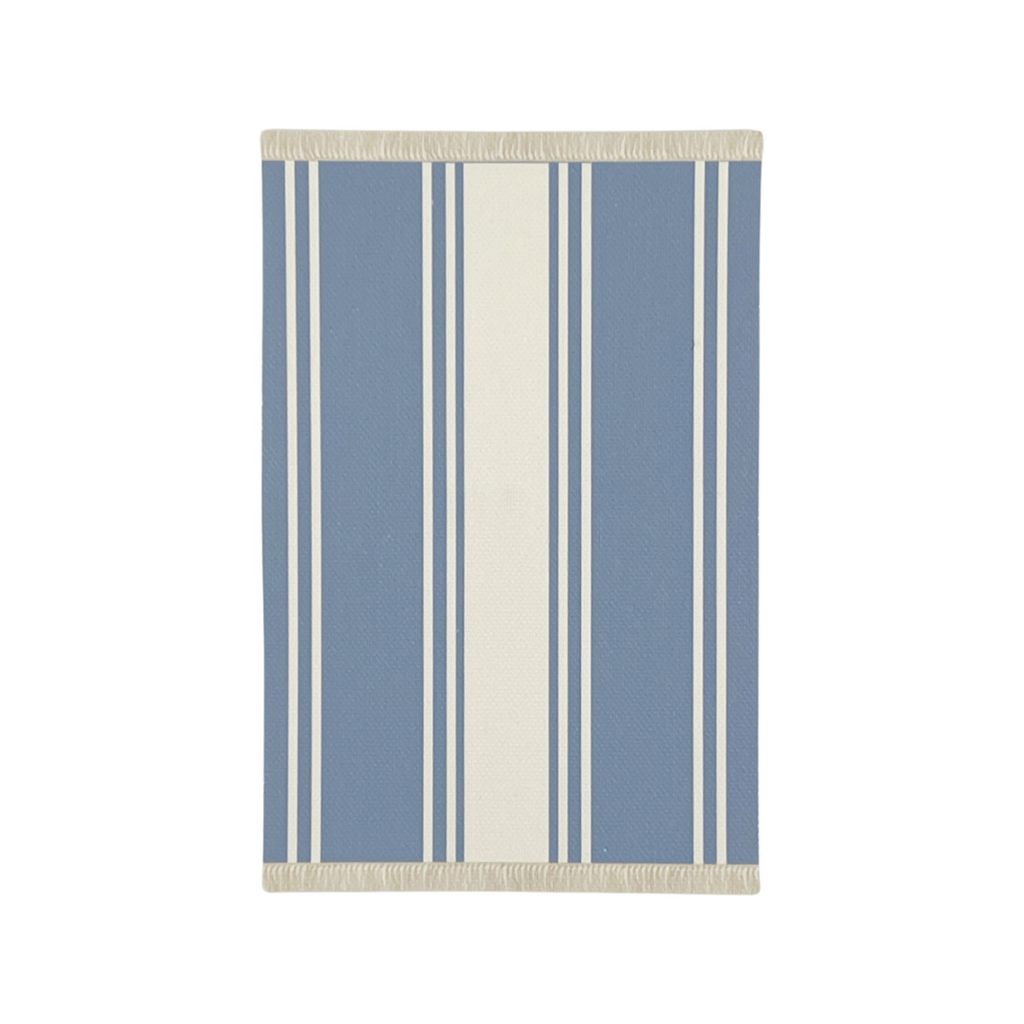 Long Stripe Dollhouse Rug in French Blue