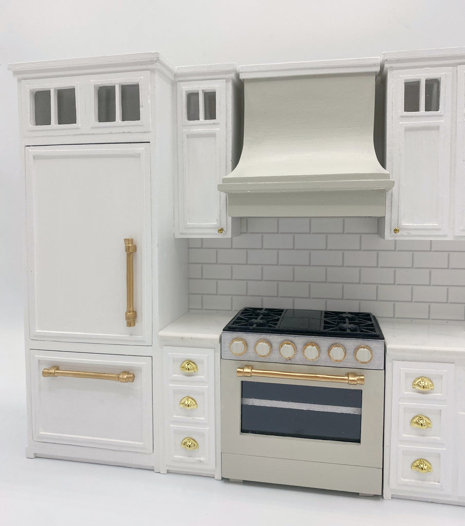 Custom Dollhouse Efficiency Kitchen with Miniature Refrigerator and Sink Cabinet - 1:12 scale by Life In A Dollhouse - Life In A Dollhouse