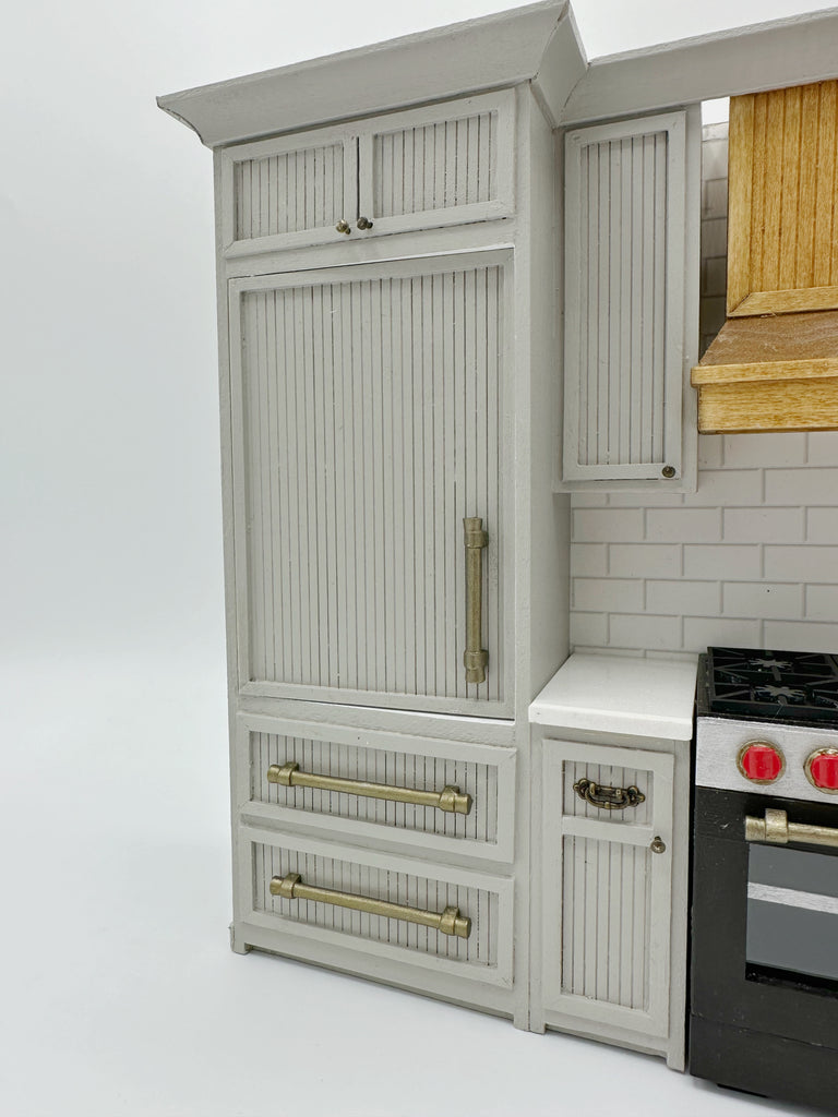 READY TO SHIP Dollhouse Rustic Kitchen with Miniature Refrigerator - 1:12 scale by Life In A Dollhouse