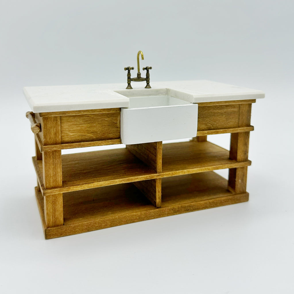 READY TO SHIP Dollhouse Farmhouse Kitchen Island - 1:12 scale by Life In A Dollhouse