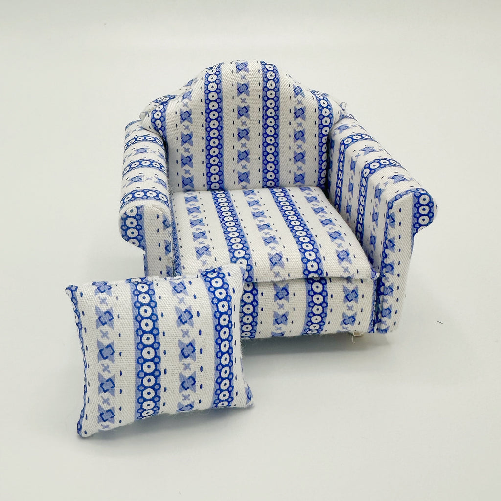 Armchair in Blue- Dollhouse Miniature