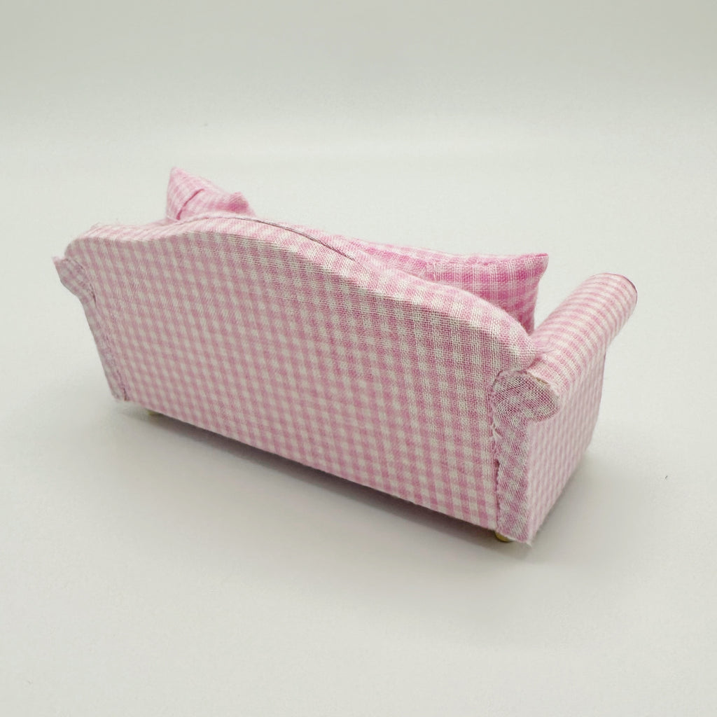 Pink Gingham Sofa For Dollhouse