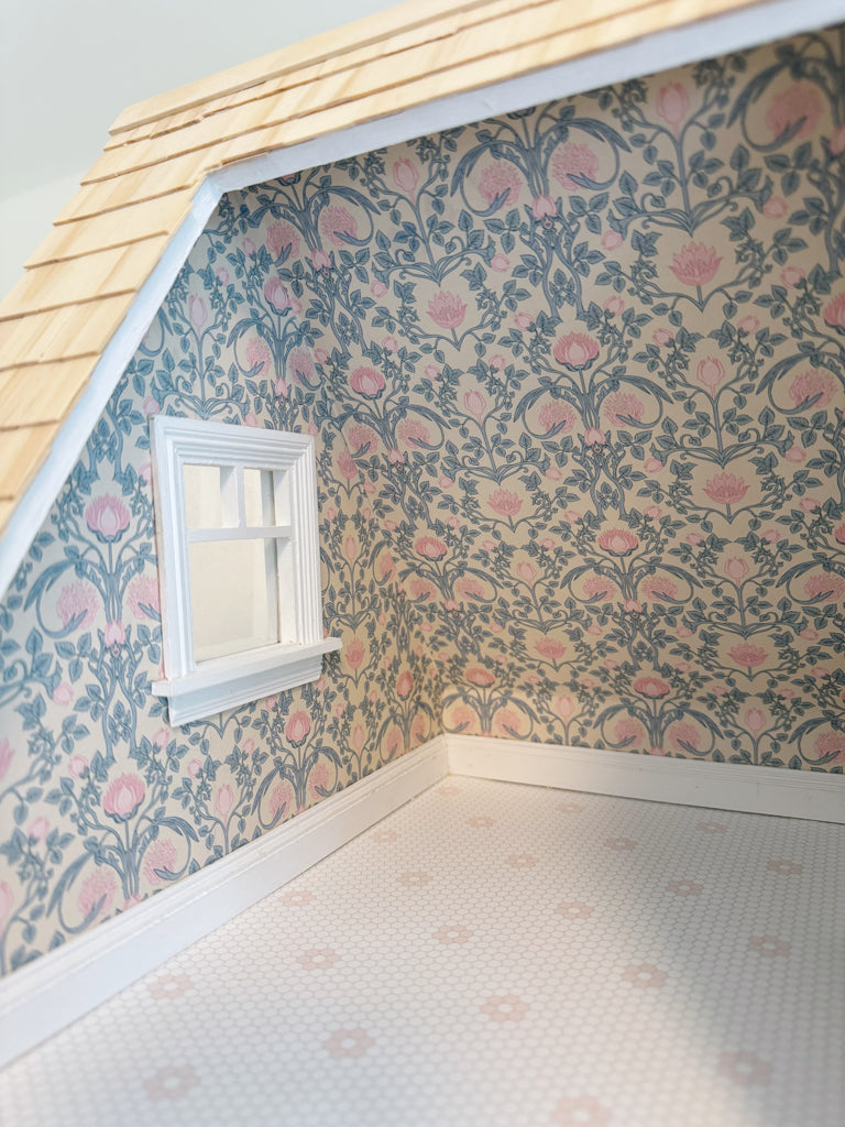 Vintage Floral Dollhouse Wallpaper in Pink - DIGITAL DOWNLOAD