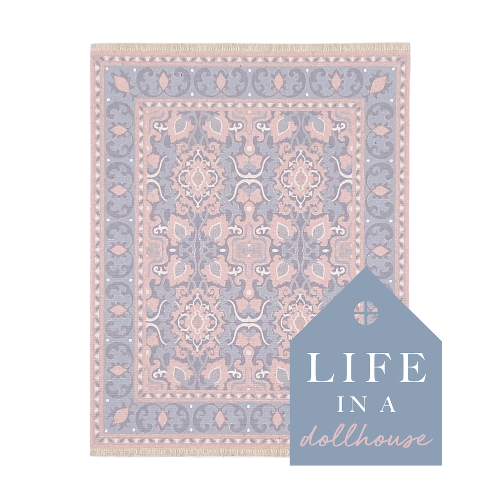 Audrey Miniature Dollhouse Rug in Pink and Lavender - 1:12 Scale