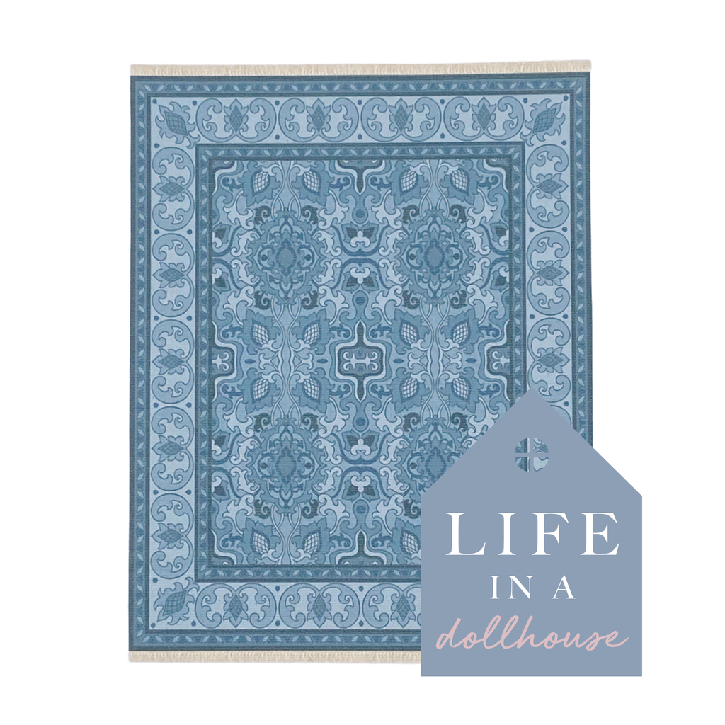 Audrey Miniature Dollhouse Rug in Navy - 1:12 Scale