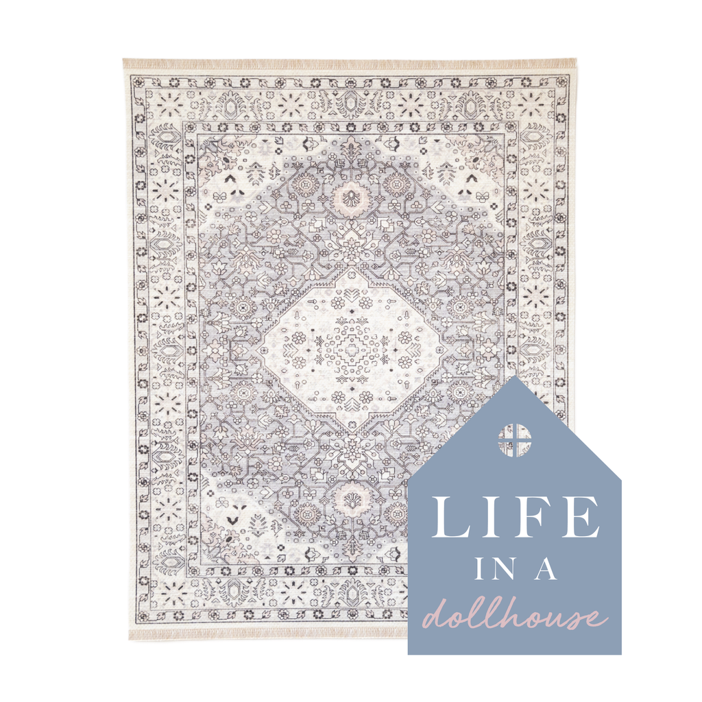 Greta Miniature Dollhouse Rug in Natural - 1:12 Scale