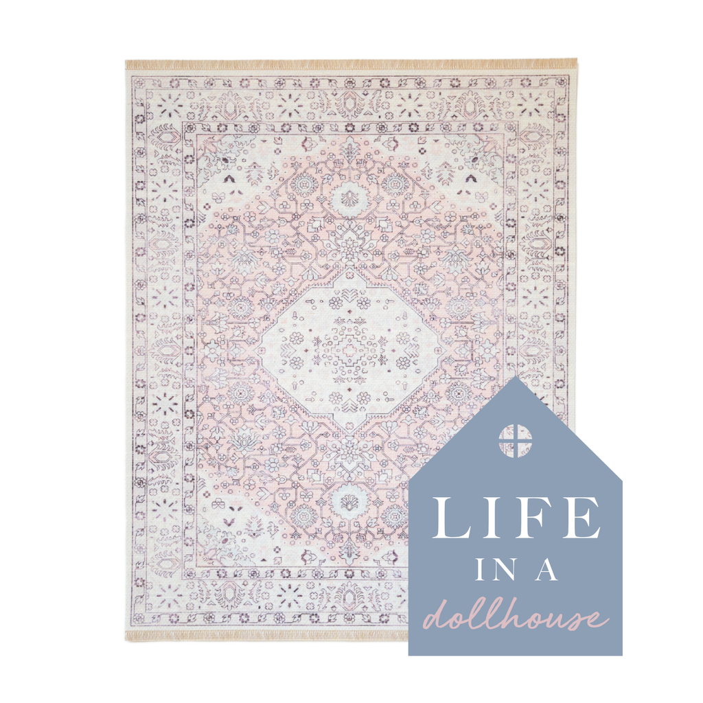 Greta Miniature Dollhouse Rug in Pale Blush - 1:12 Scale