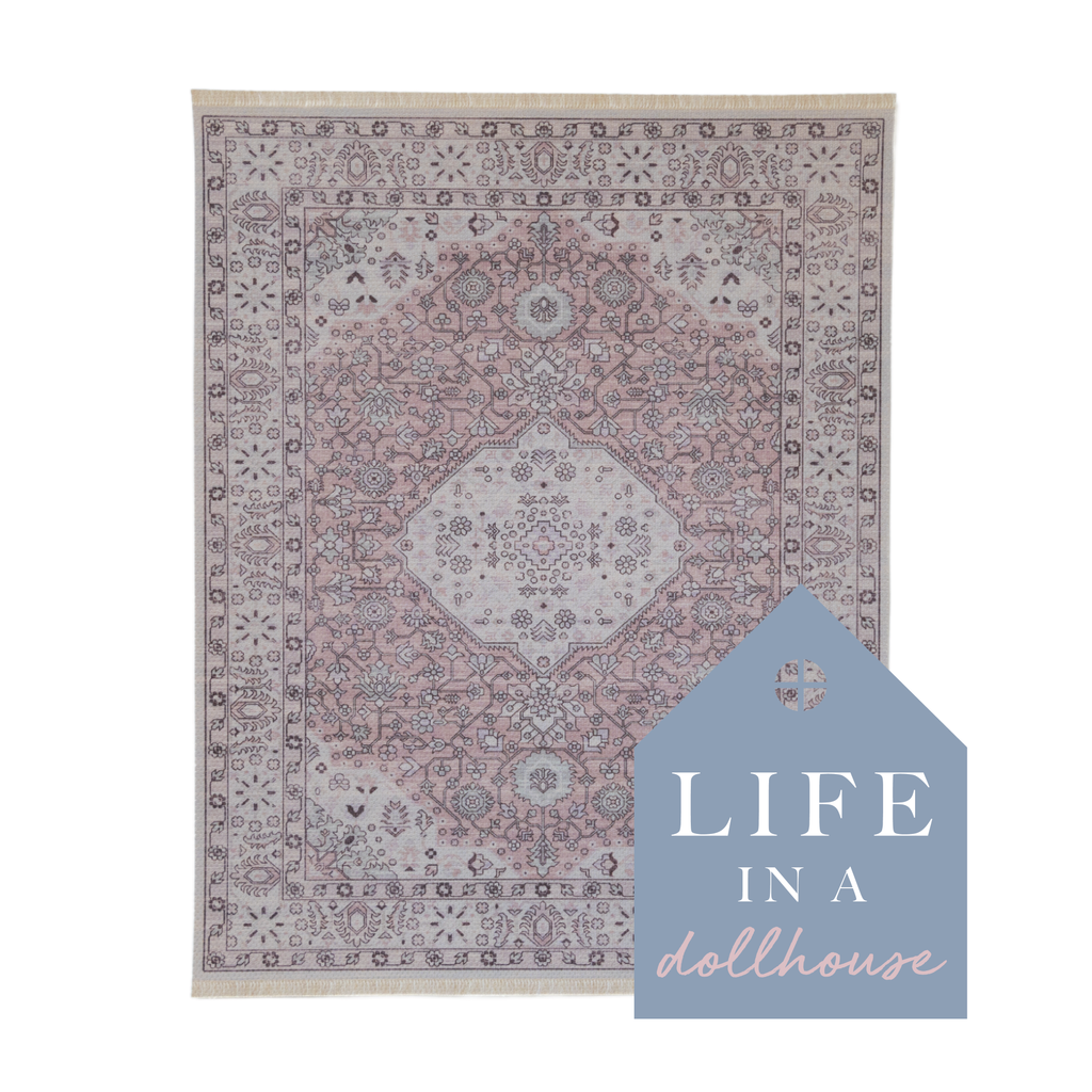 Greta Miniature Dollhouse Rug in Pink Clay - 1:12 Scale