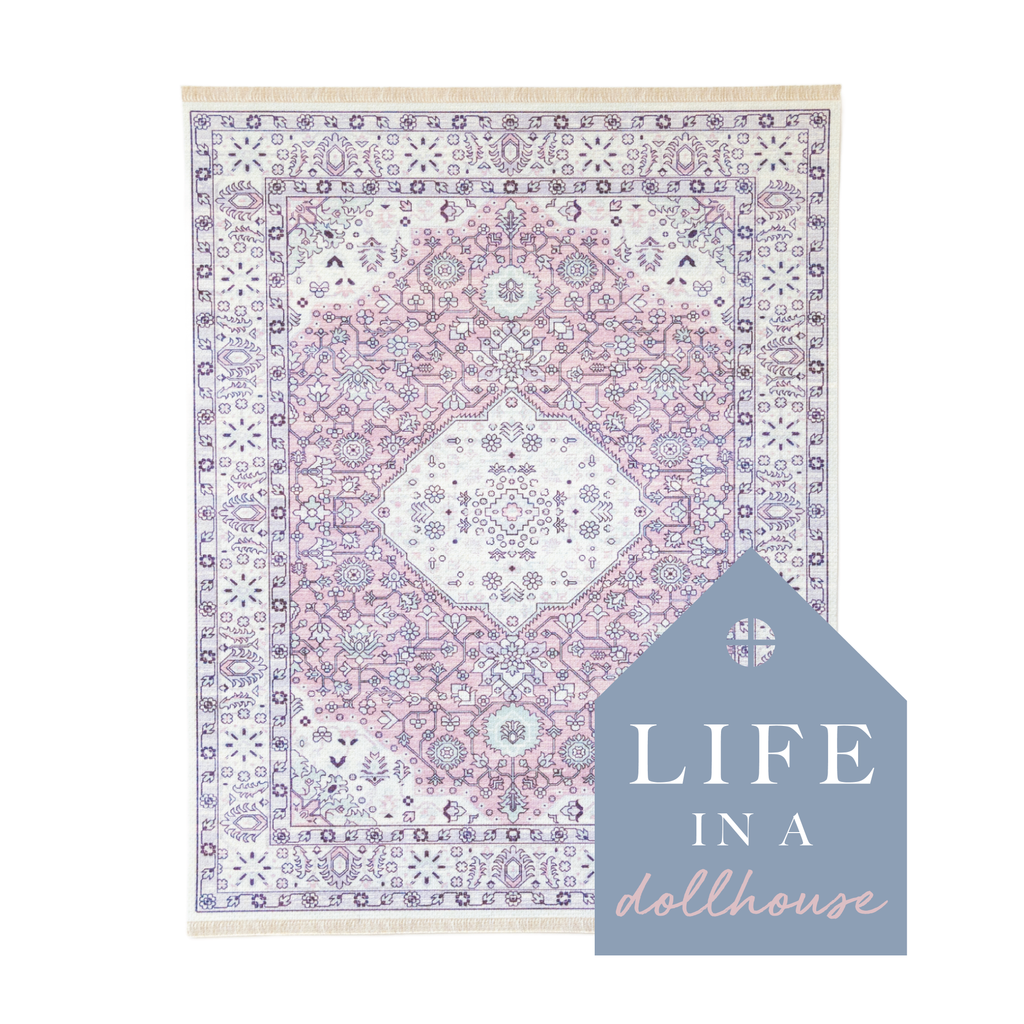 Greta Miniature Dollhouse Rug in Pink Jewel - 1:12 Scale