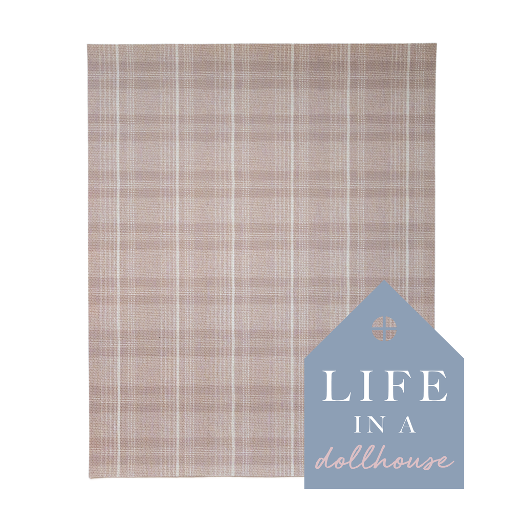 William Plaid Miniature Dollhouse Rug in Natural Brown - 1:12 Scale