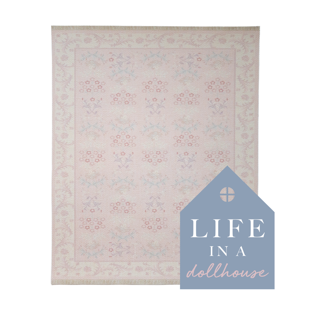 Buttercup Miniature Dollhouse Rug in Pink - 1:12 Scale