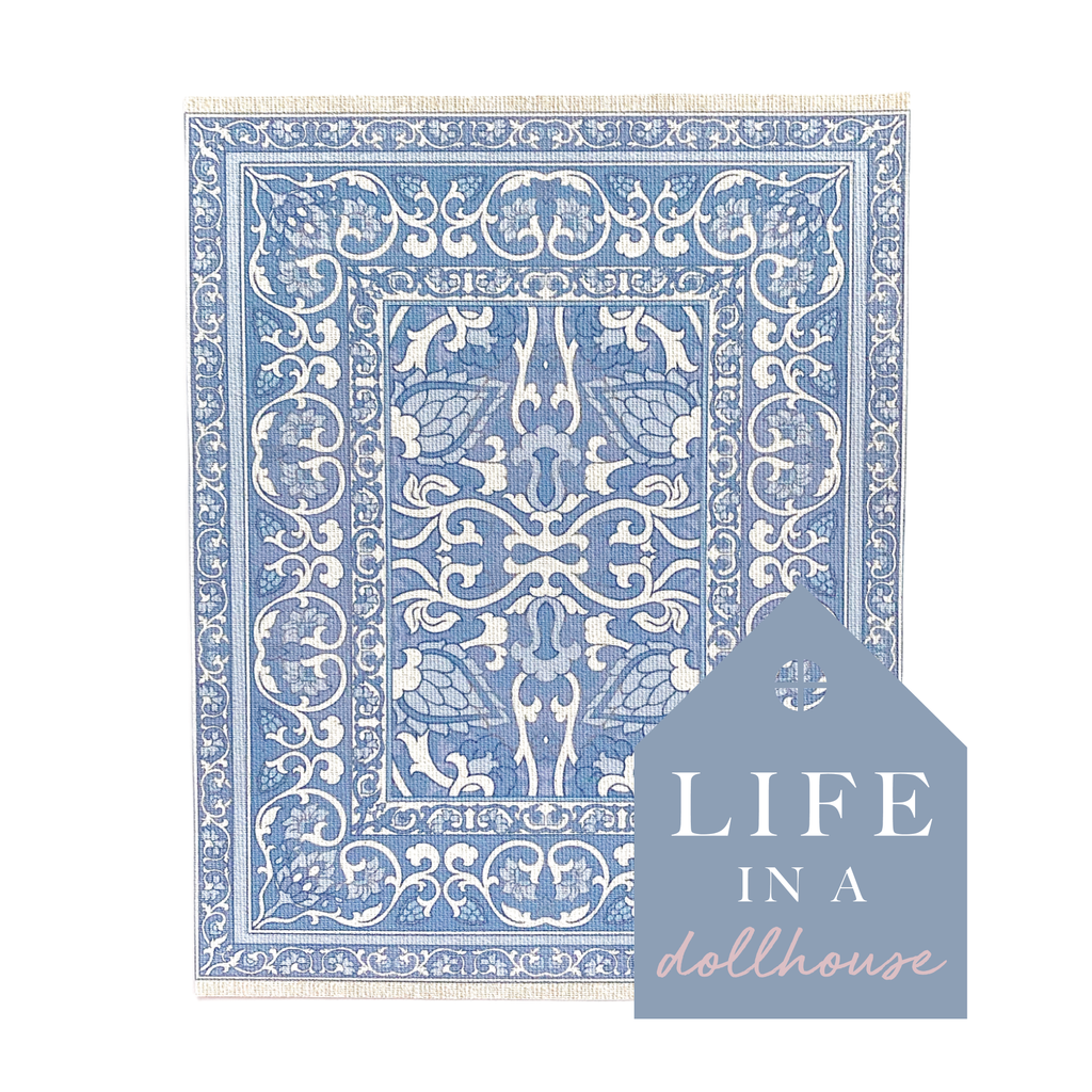 Poppy Miniature Dollhouse Rug in Blue - 1:12 Scale