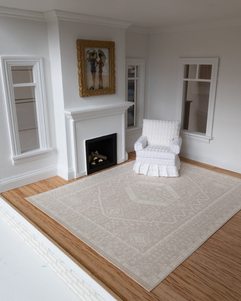 Modern Moody Miniature Dollhouse Rug in Natural - 1:12 Scale