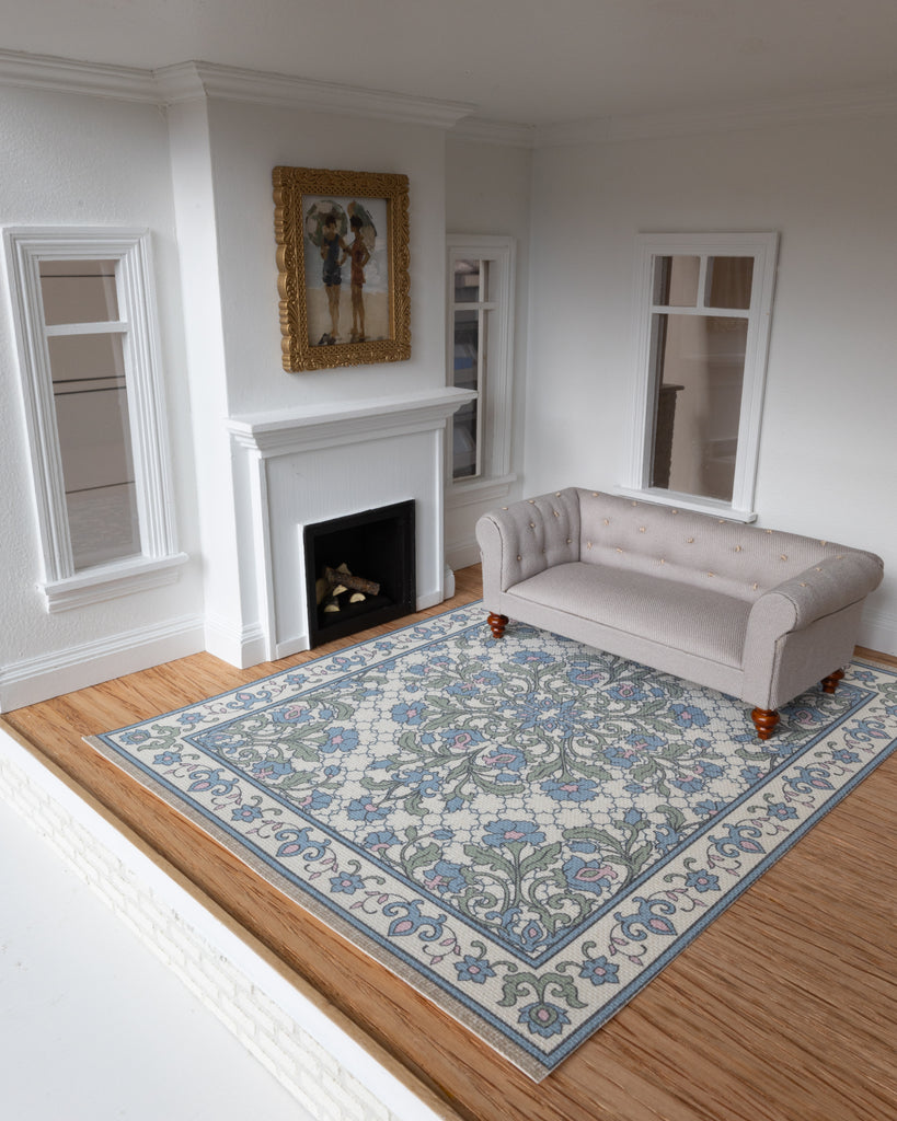 Bluebell Miniature Dollhouse Rug in Blue Multi- 1:12 Scale