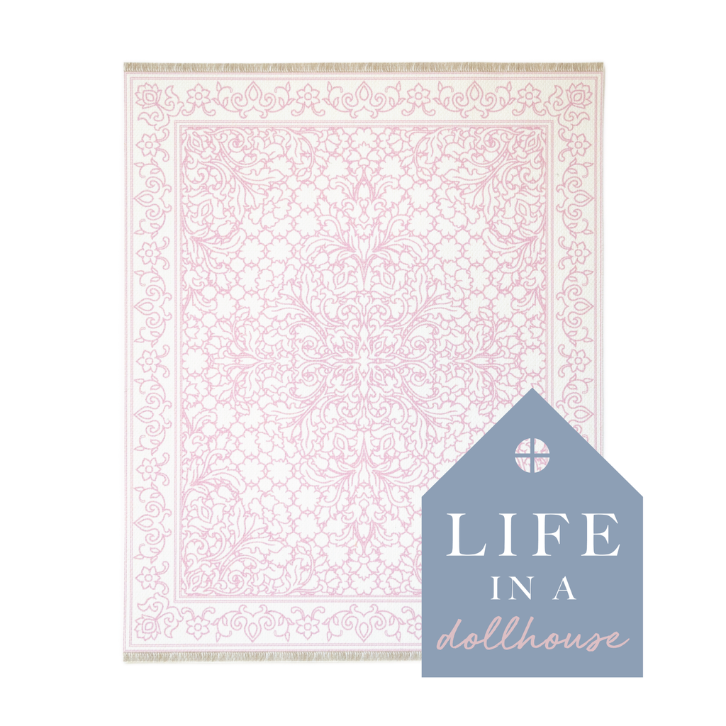 Kate Miniature Dollhouse Rug in Pink - 1:12 Scale