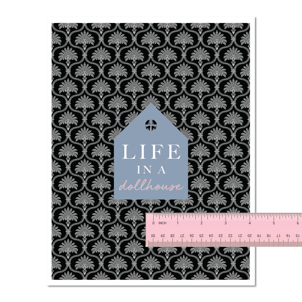 Vintage Scalloped Dollhouse Wallpaper in Black - DIGITAL DOWNLOAD