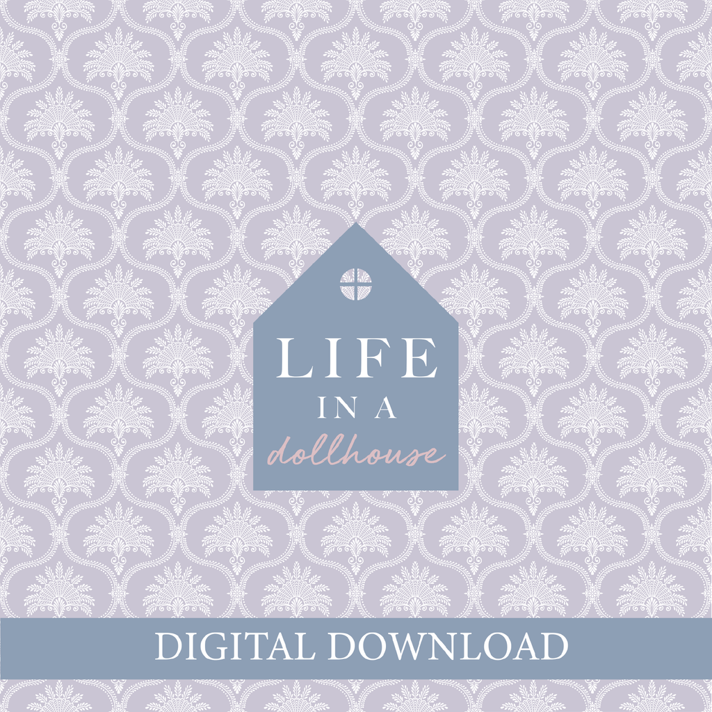 Vintage Scalloped Dollhouse Wallpaper in Lavender - DIGITAL DOWNLOAD