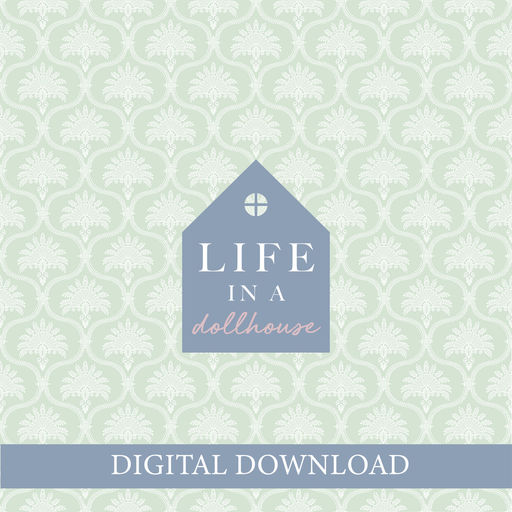 Vintage Scalloped Dollhouse Wallpaper in Light Green - DIGITAL DOWNLOAD