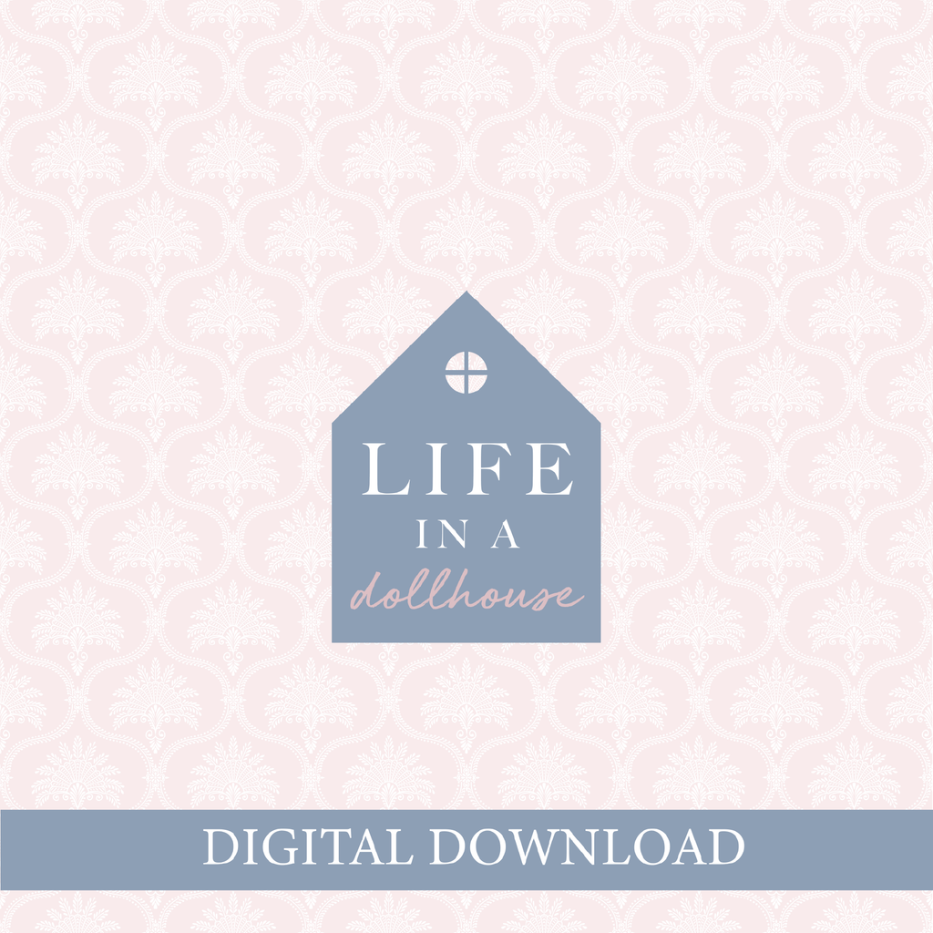 Vintage Scalloped Dollhouse Wallpaper in Pink - DIGITAL DOWNLOAD