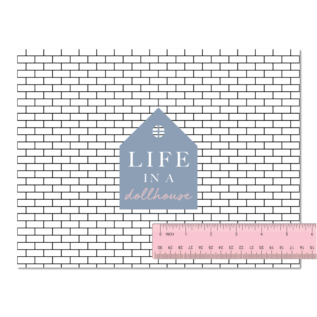 Subway Tile in white with black grout for dollhouse - DIGITAL DOWNLOAD