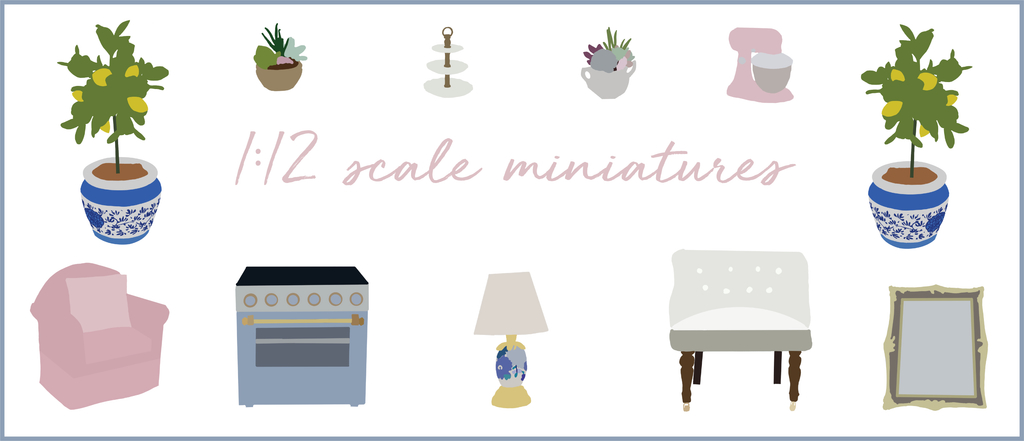 1:12 scale dollhouse miniatures shop illustration