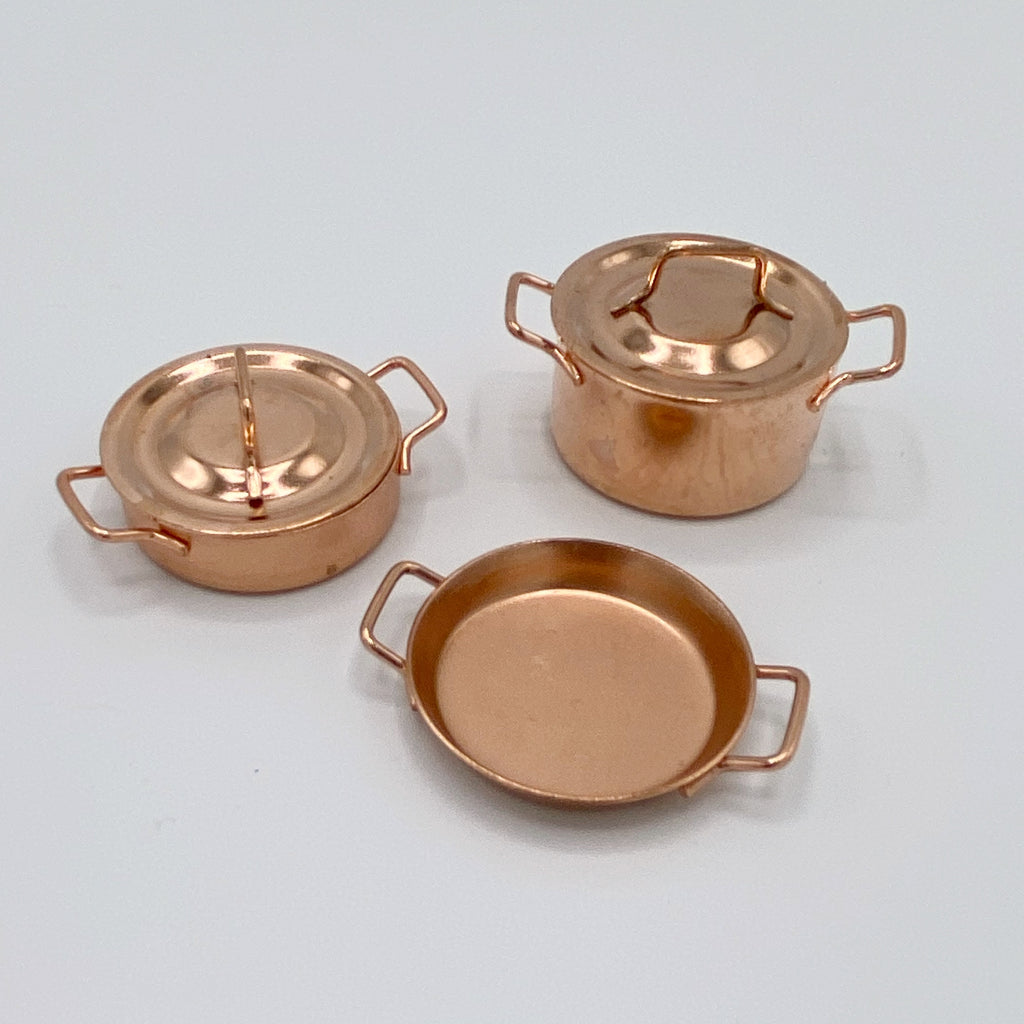 Copper Pots and Pans Set for Dollhouse - Life In A Dollhouse