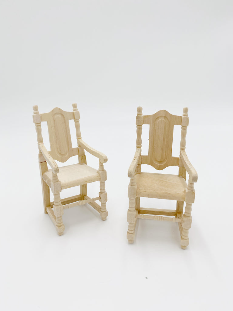 Unfinished Set of Two Carver Chairs For Dollhouse - Life In A Dollhouse