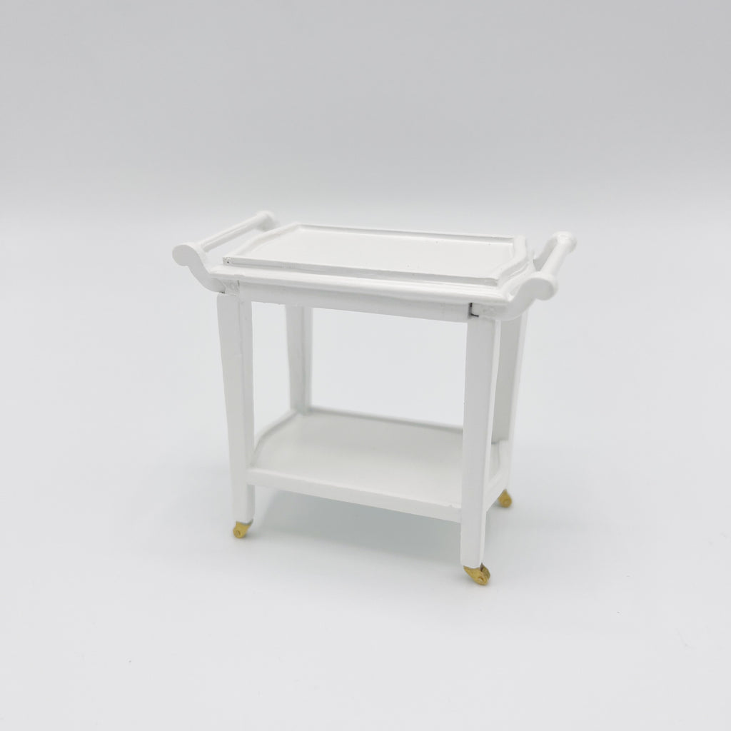 White Bar Cart - Dollhouse Miniature