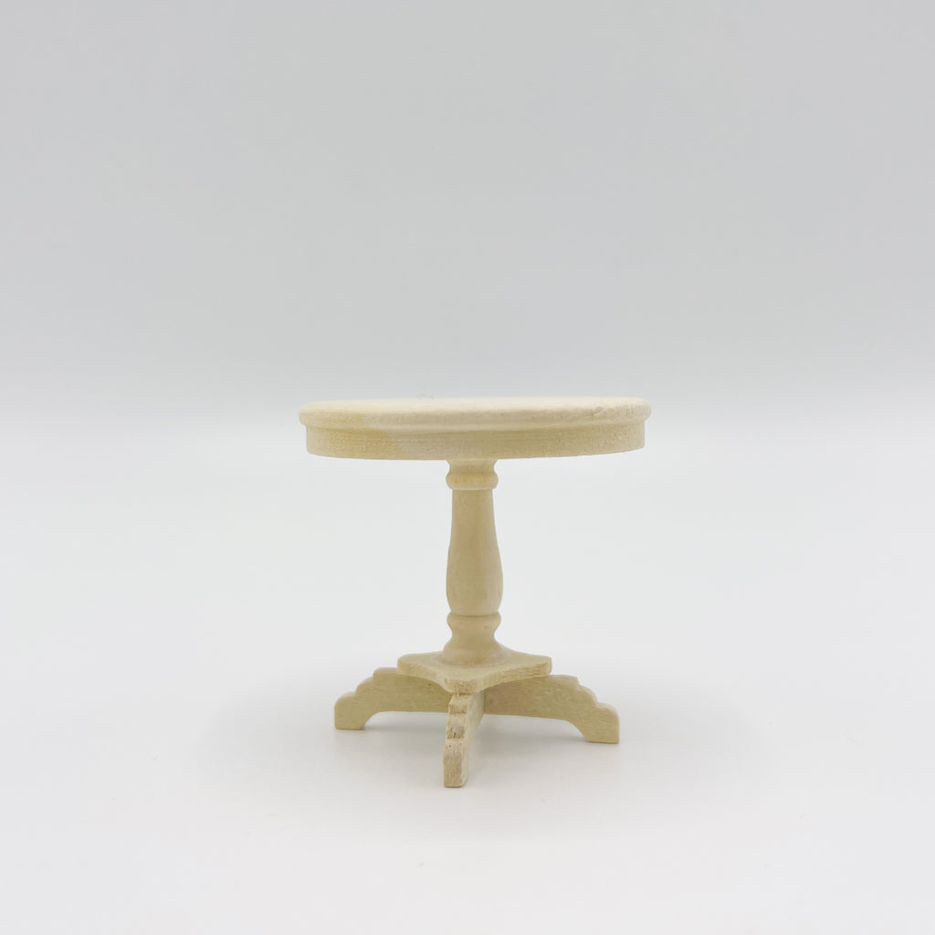 Round Side Table Unfinished - Dollhouse Miniature
