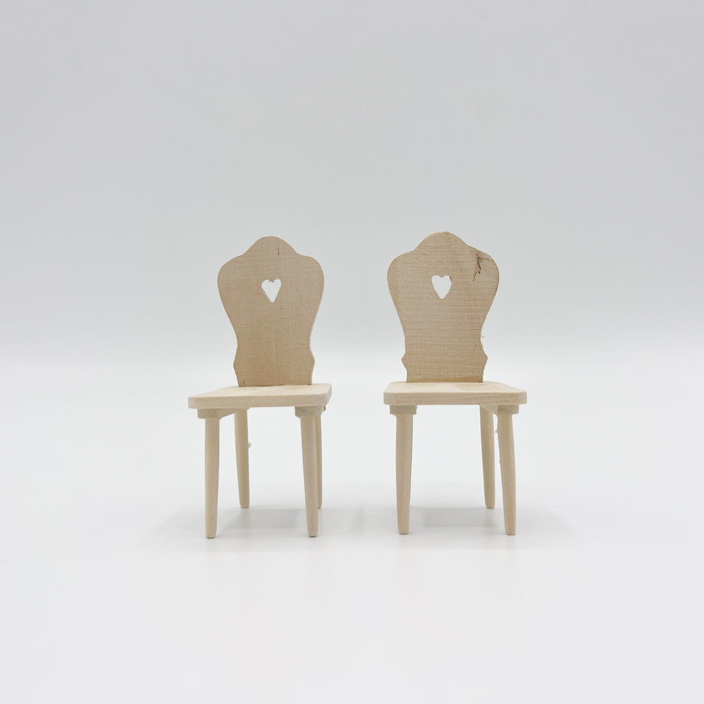 Heart Cutout Dining Chairs - Dollhouse Miniature