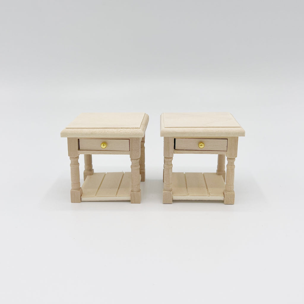 Unfinished Bedside Tables - Dollhouse Miniature