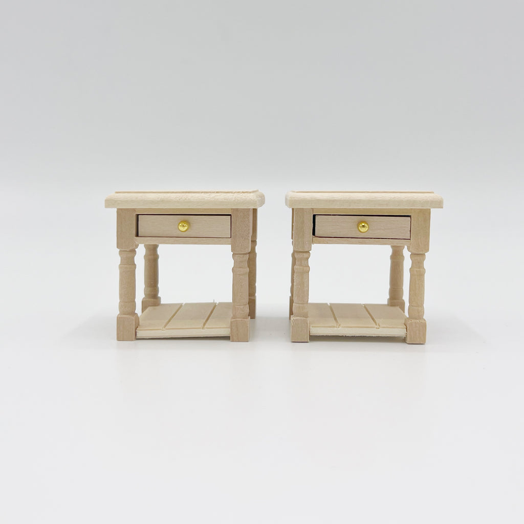 Unfinished Bedside Tables - Dollhouse Miniature