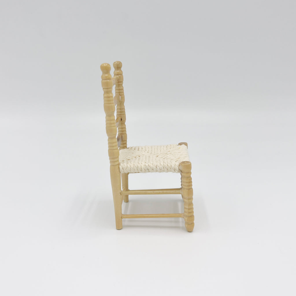 Oak Ladder Back Dining Side Chair with Rope Seat - Dollhouse Miniature