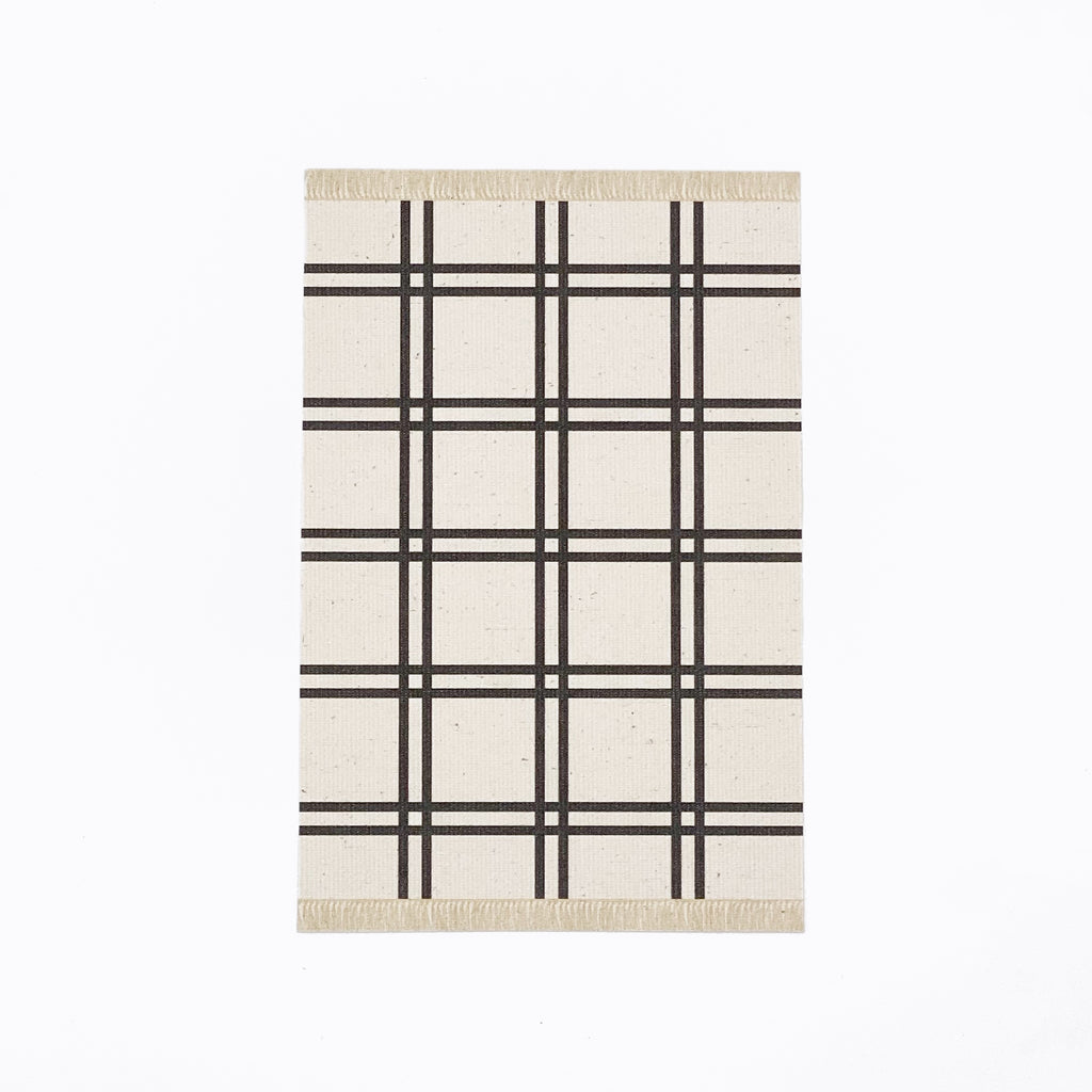 Simple Plaid Dollhouse Rug in White - Life In A Dollhouse