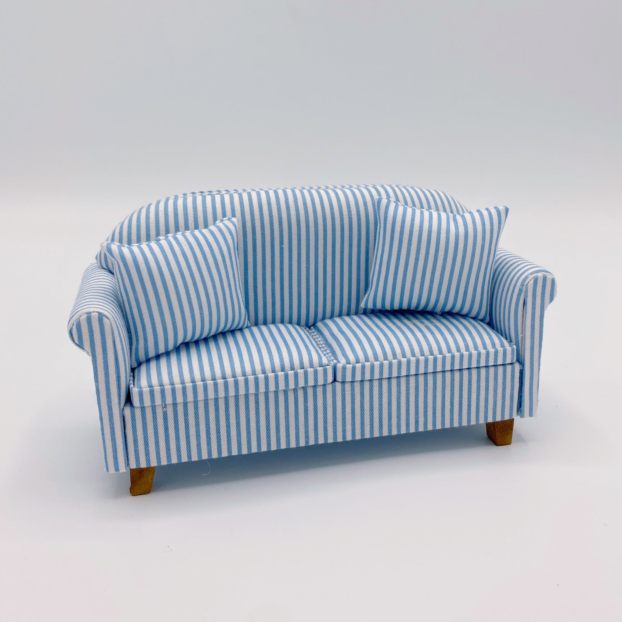 Blue and White Striped Sofa For Dollhouse - 1:12 Scale – Life In A