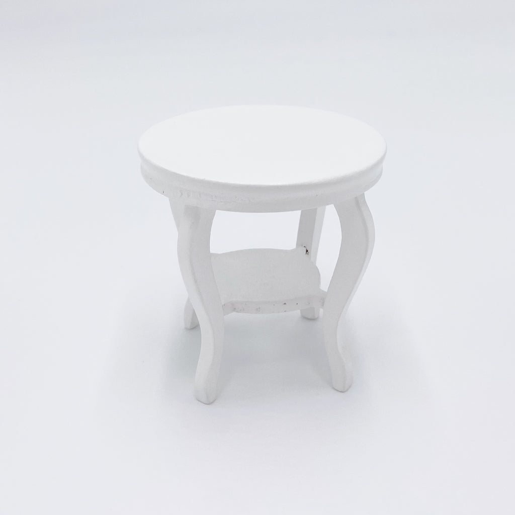 Round White Side Table For Dollhouse - Life In A Dollhouse