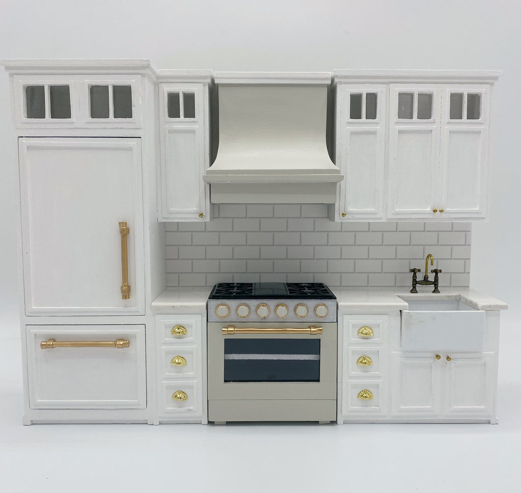 Custom Dollhouse Efficiency Kitchen with Miniature Refrigerator and Sink Cabinet - 1:12 scale by Life In A Dollhouse - Life In A Dollhouse